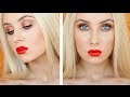 Copper Sparkle + Flirty Red Lips Makeup Tutorial! | Lauren Curtis