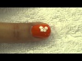 Nail Art Design - White Flower on Orange Nails
